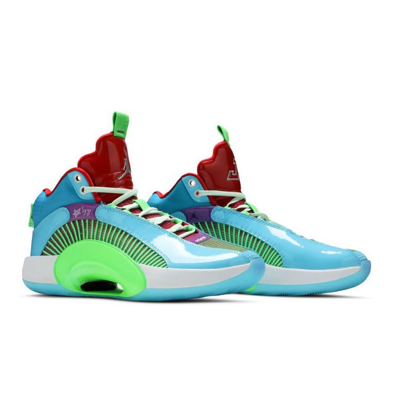 Pánské Boty Air Jordan 35 Jayson Tatum Pf Modrá Zelená Červená Fialová
