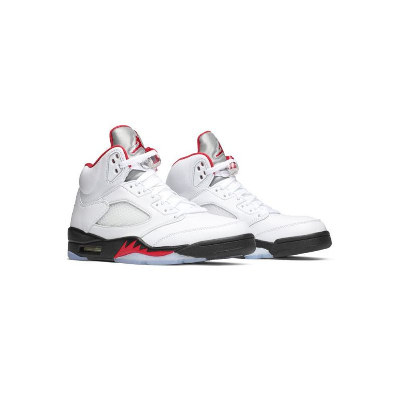 Pánské Boty Air Jordan 5 Retro Bílá Červená Černá Stříbrná