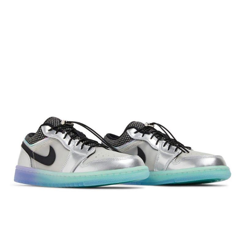 Dámské Boty Air Jordan 1 Low Se Bílý Stříbrný Černá