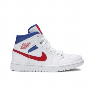 Dámské Boty Air Jordan 1 Mid Bílý Červené Modrý
