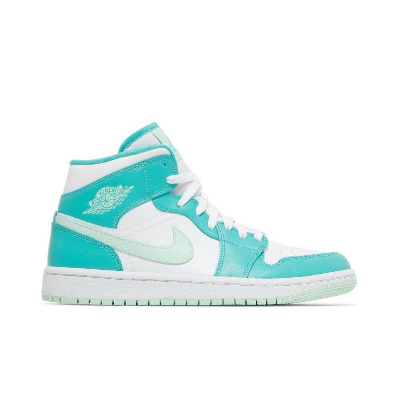 Dámské Boty Air Jordan 1 Mid Bílý Modrý Zelená