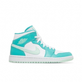 Dámské Boty Air Jordan 1 Mid Bílý Modrý Zelená