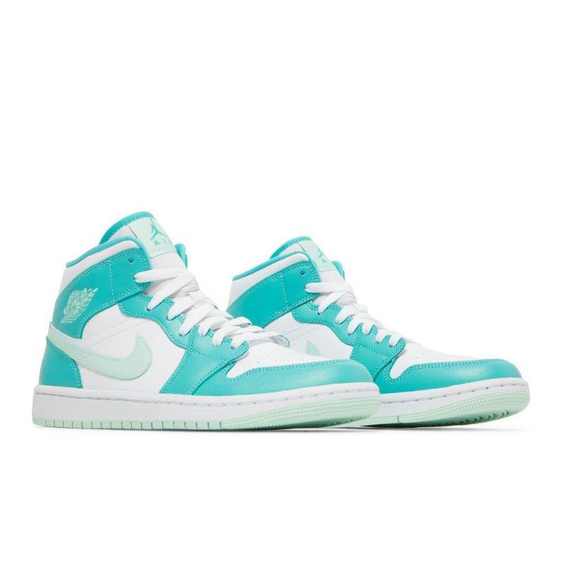 Dámské Boty Air Jordan 1 Mid Bílý Modrý Zelená