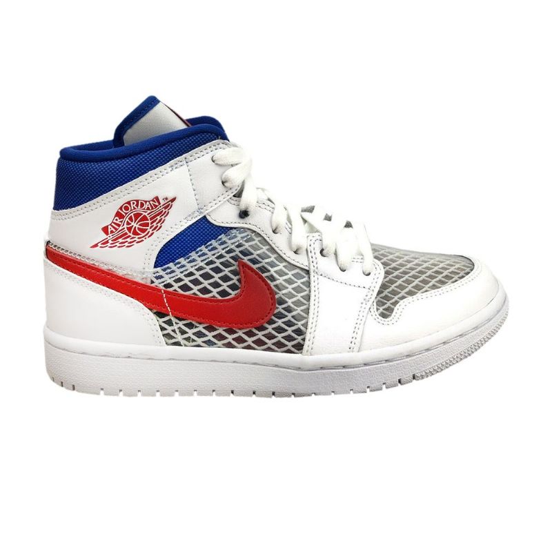 Dámské Boty Air Jordan 1 Mid Bílý Šedá Modrá Červená