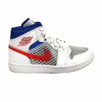 Dámské Boty Air Jordan 1 Mid Bílý Šedá Modrá Červená