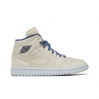 Dámské Boty Air Jordan 1 Mid Se Béžová Tmavě Modrá Modrý