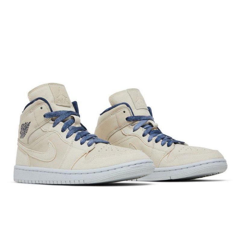 Dámské Boty Air Jordan 1 Mid Se Béžová Tmavě Modrá Modrý
