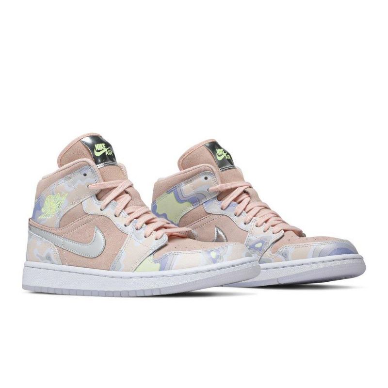 Dámské Boty Air Jordan 1 Mid Se Růžová Stříbrný Zelená
