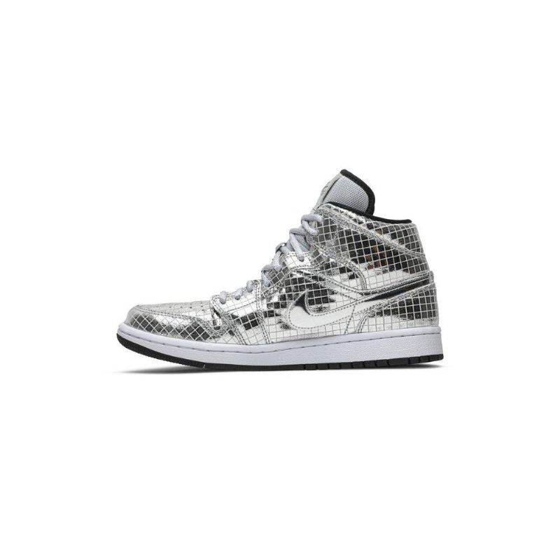 Dámské Boty Air Jordan 1 Mid Stříbrný Bílý