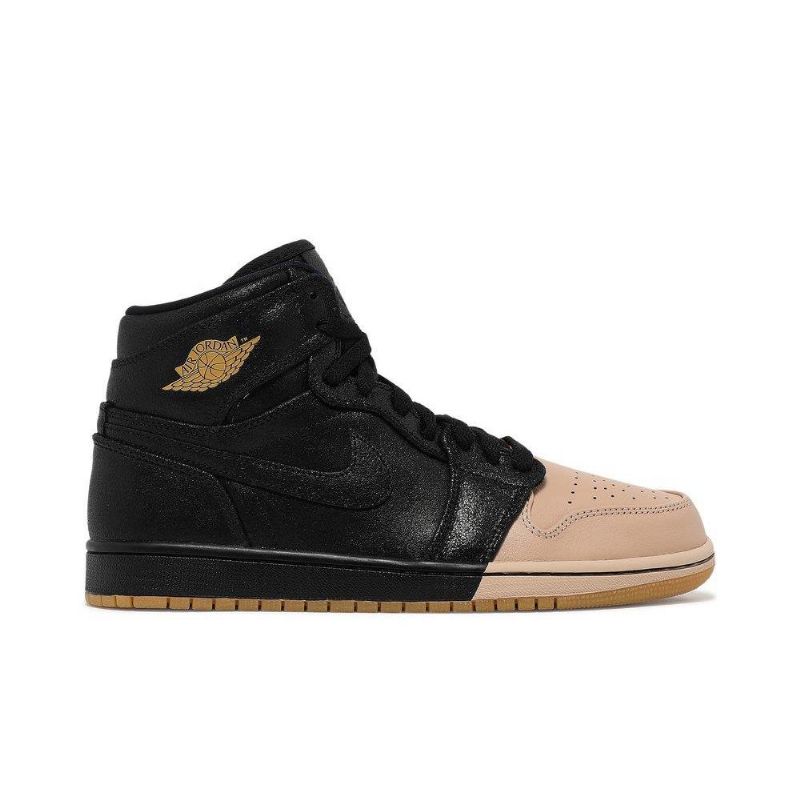 Dámské Boty Air Jordan 1 Retro High Premium Černá Zlatý Khaki