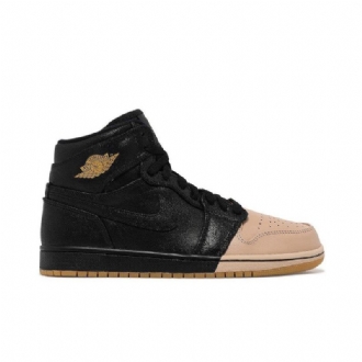 Dámské Boty Air Jordan 1 Retro High Premium Černá Zlatý Khaki