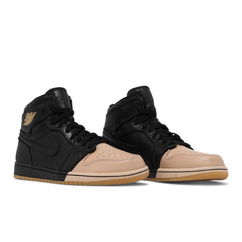 Dámské Boty Air Jordan 1 Retro High Premium Černá Zlatý Khaki