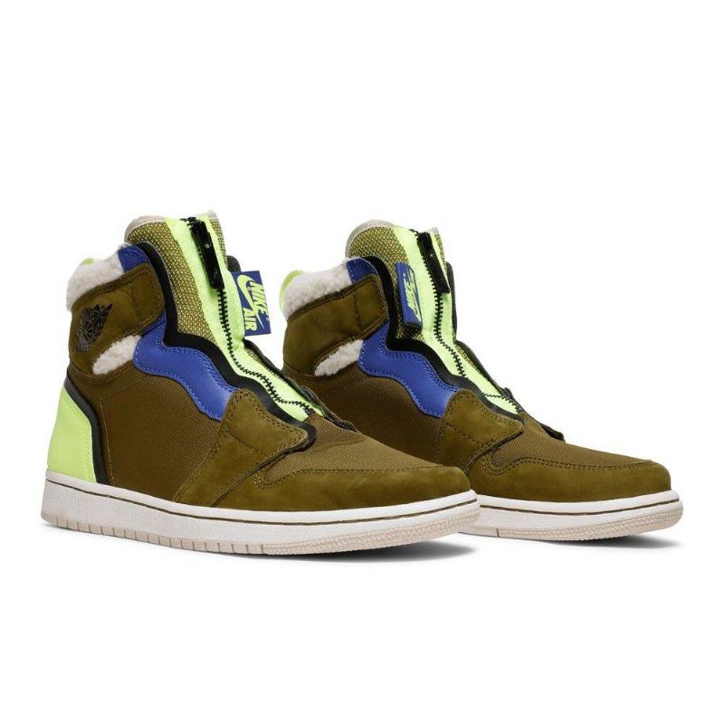 Dámské Boty Air Jordan 1 Retro High Zip Olive Zelená Modrý