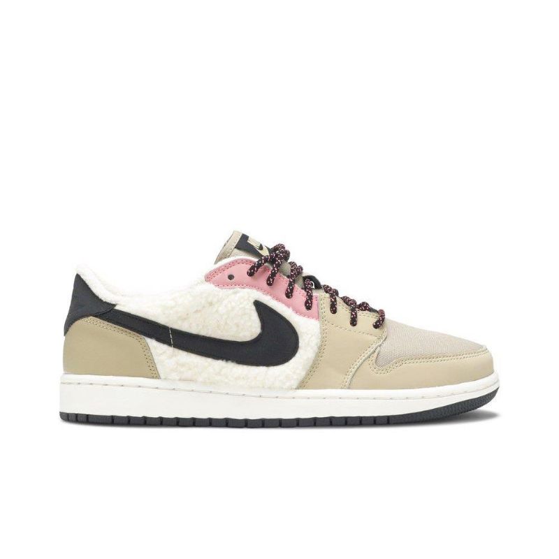 Dámské Boty Air Jordan 1 Retro Low Fleece Béžová Černá Růžová Bílá