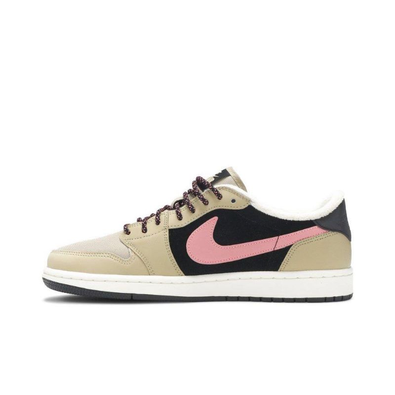 Dámské Boty Air Jordan 1 Retro Low Fleece Béžová Černá Růžová Bílá