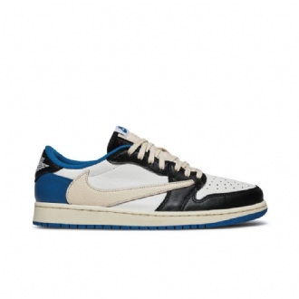 Pánské Boty Air Jordan 1 Fragment Design Travis Scott Retro Nízká Modrá Bílá Černá Béžová