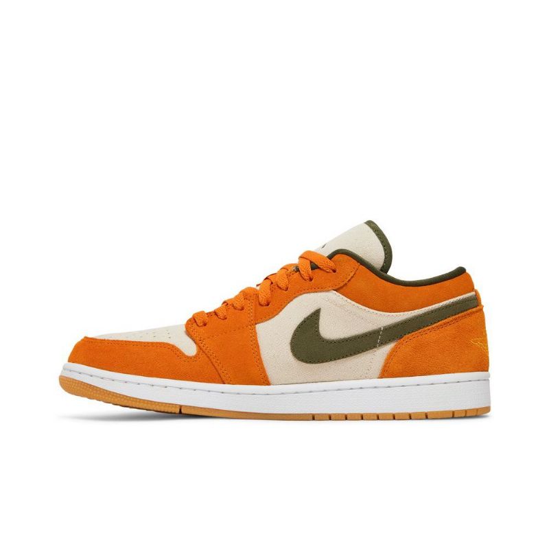 Pánské Boty Air Jordan 1 Low Se Bílý Olive Zelená Oranžový