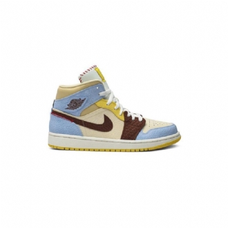 Pánské Boty Air Jordan 1 Maison Chateau Rouge Mid Se Modrá Hnědá Béžová