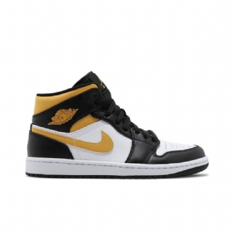 Pánské Boty Air Jordan 1 Mid Bílý Černá Zlatý