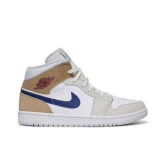 Pánské Boty Air Jordan 1 Mid Bílý Khaki Modrý