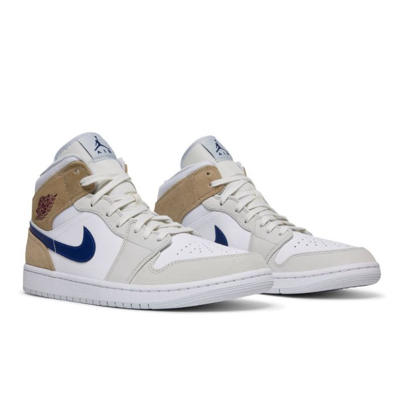 Pánské Boty Air Jordan 1 Mid Bílý Khaki Modrý