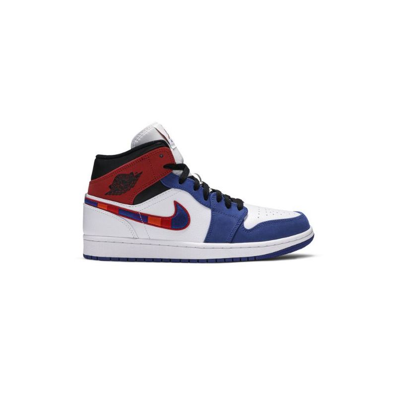 Pánské Boty Air Jordan 1 Mid Bílý Modrá Červená Černá