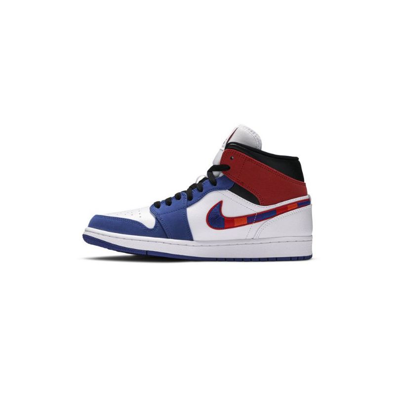 Pánské Boty Air Jordan 1 Mid Bílý Modrá Červená Černá