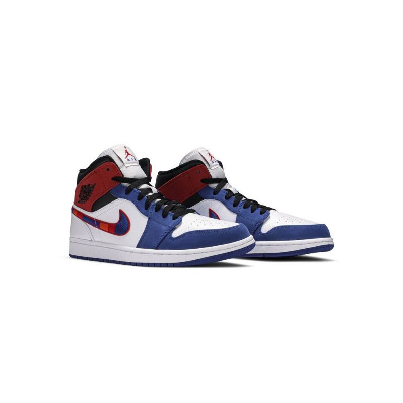 Pánské Boty Air Jordan 1 Mid Bílý Modrá Červená Černá