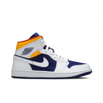 Pánské Boty Air Jordan 1 Mid Bílý Modrý Oranžový