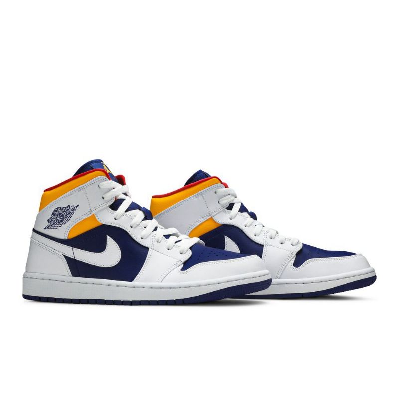 Pánské Boty Air Jordan 1 Mid Bílý Modrý Oranžový