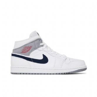 Pánské Boty Air Jordan 1 Mid Bílý Šedá Modrý