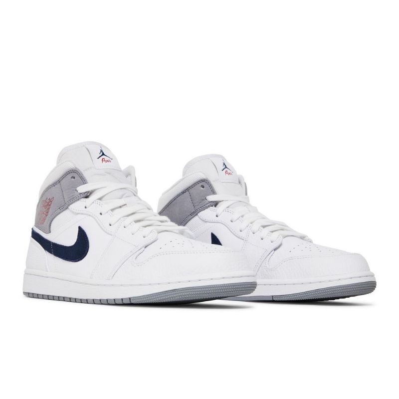 Pánské Boty Air Jordan 1 Mid Bílý Šedá Modrý