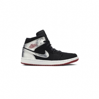 Pánské Boty Air Jordan 1 Mid Černá Stříbrný Červené