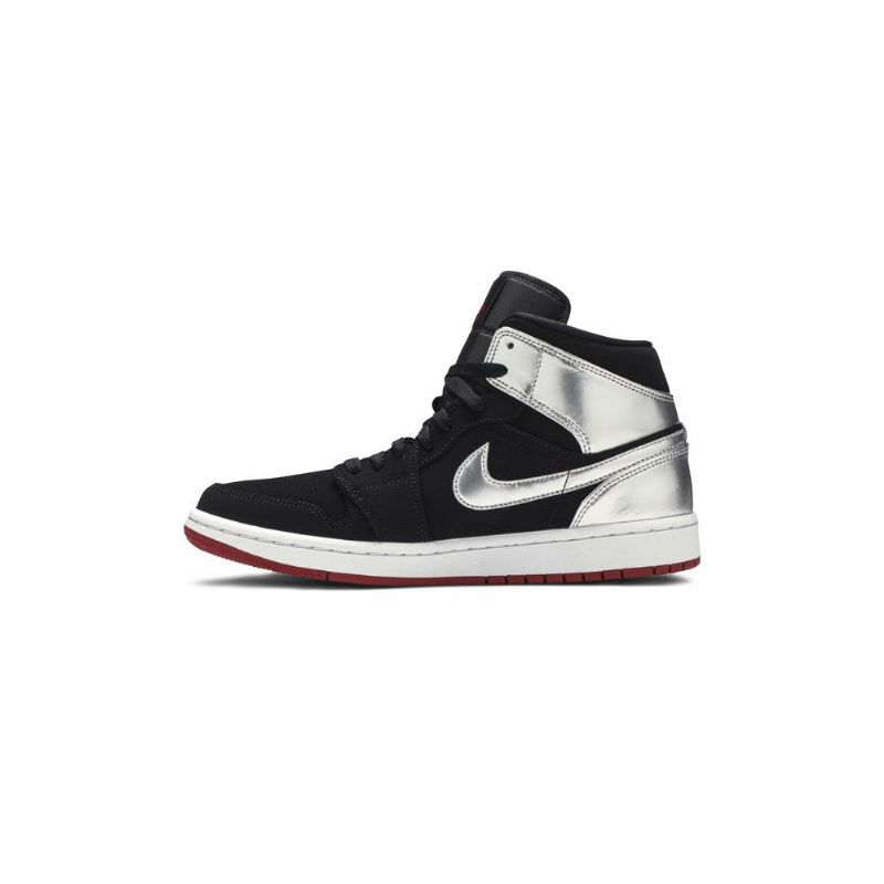 Pánské Boty Air Jordan 1 Mid Černá Stříbrný Červené
