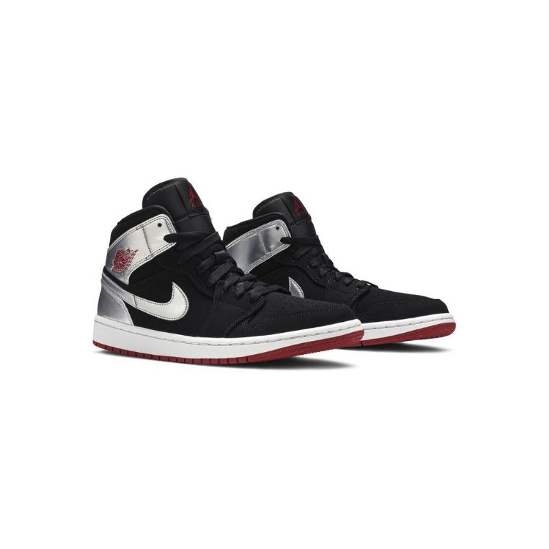 Pánské Boty Air Jordan 1 Mid Černá Stříbrný Červené