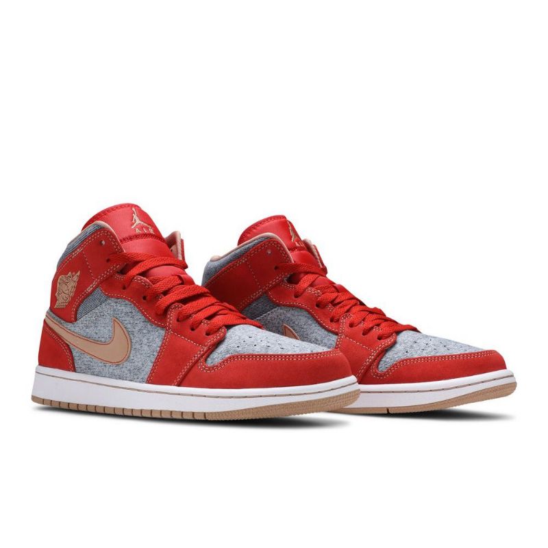 Pánské Boty Air Jordan 1 Mid Červené Šedá Bílý