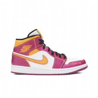 Pánské Boty Air Jordan 1 Mid Nachový Bílý Zlatý