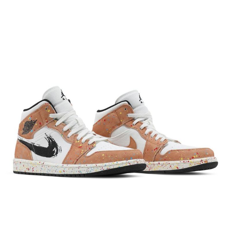 Pánské Boty Air Jordan 1 Mid Se Bílý Černá Hnědý