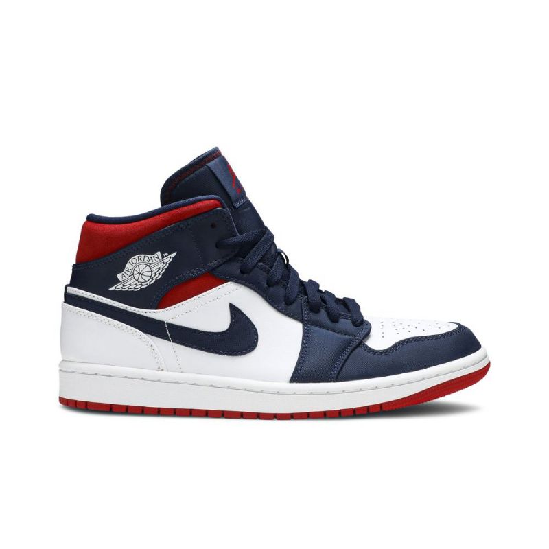 Pánské Boty Air Jordan 1 Mid Se Bílý Tmavě Modrá Červené