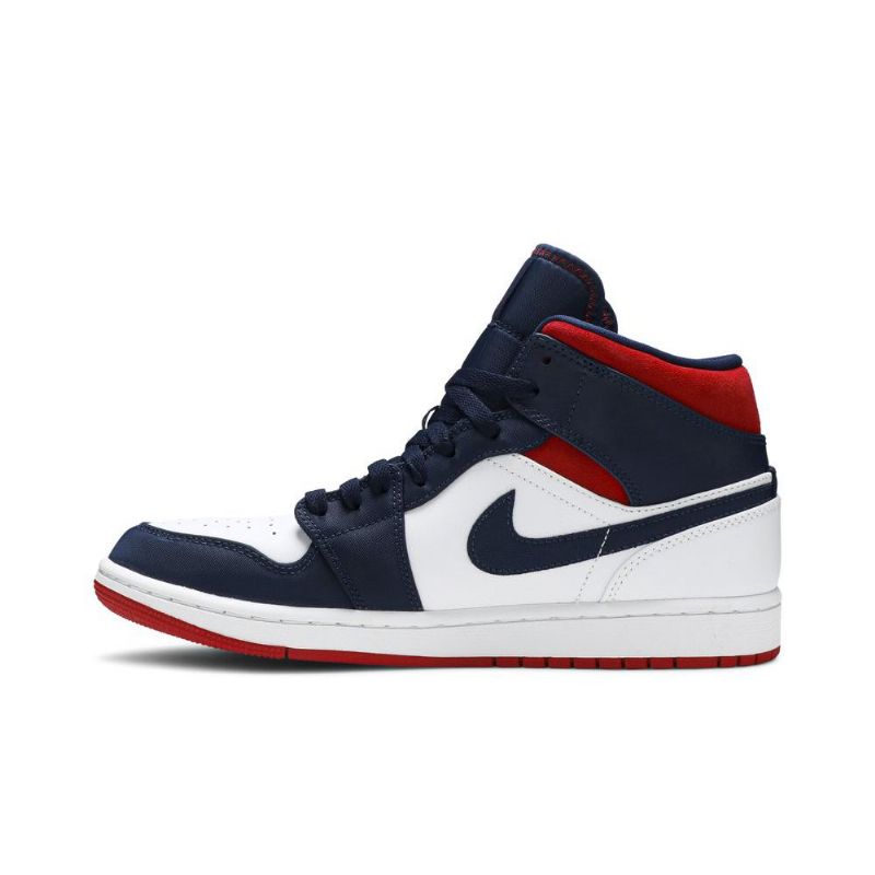 Pánské Boty Air Jordan 1 Mid Se Bílý Tmavě Modrá Červené