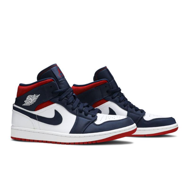 Pánské Boty Air Jordan 1 Mid Se Bílý Tmavě Modrá Červené