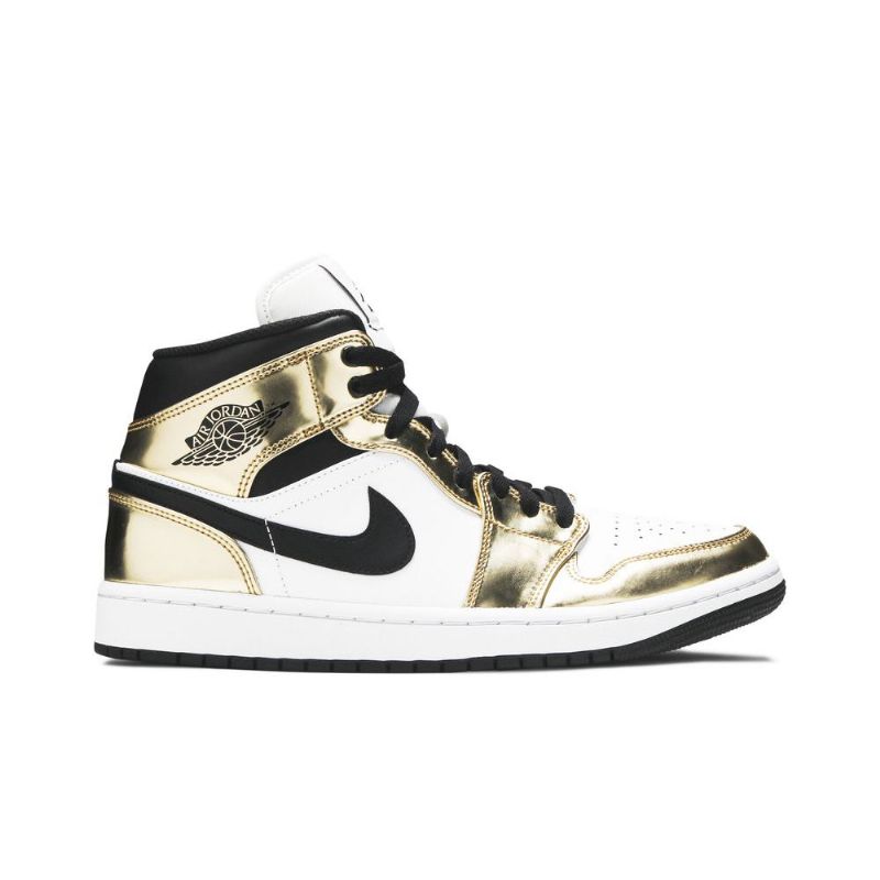 Pánské Boty Air Jordan 1 Mid Se Zlatý Černá Bílý
