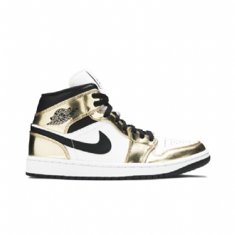 Pánské Boty Air Jordan 1 Mid Se Zlatý Černá Bílý