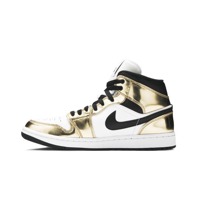 Pánské Boty Air Jordan 1 Mid Se Zlatý Černá Bílý