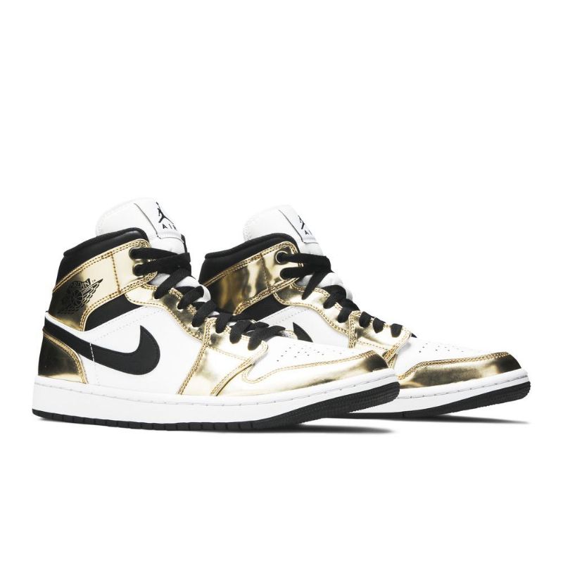 Pánské Boty Air Jordan 1 Mid Se Zlatý Černá Bílý