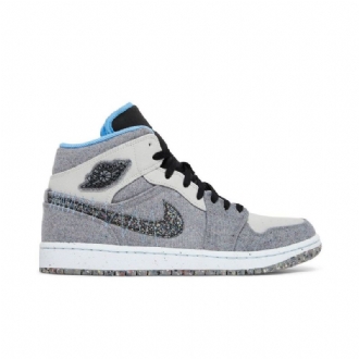 Pánské Boty Air Jordan 1 Mid Šedá Modrý Černá