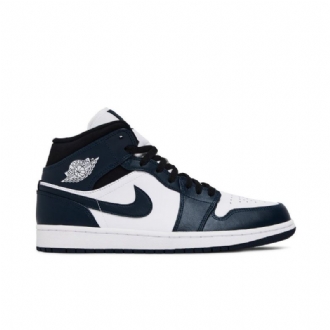 Pánské Boty Air Jordan 1 Mid Tmavě Modrá Bílý Černá