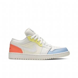 Pánské Boty Air Jordan 1 Nízká Bílá Modrá Žlutá Růžová