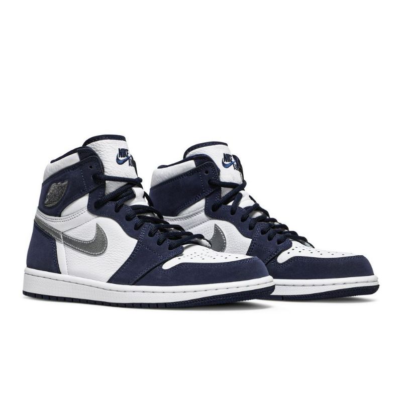 Pánské Boty Air Jordan 1 Retro High Co.jp Bílý Tmavě Modrá Modrý Stříbrný
