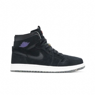 Pohodlné Černé Fialové Pánské Boty Air Jordan 1 S Vysokým Zoomem